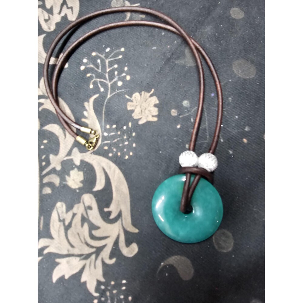 Large Amazonite Stone Pendant Necklace